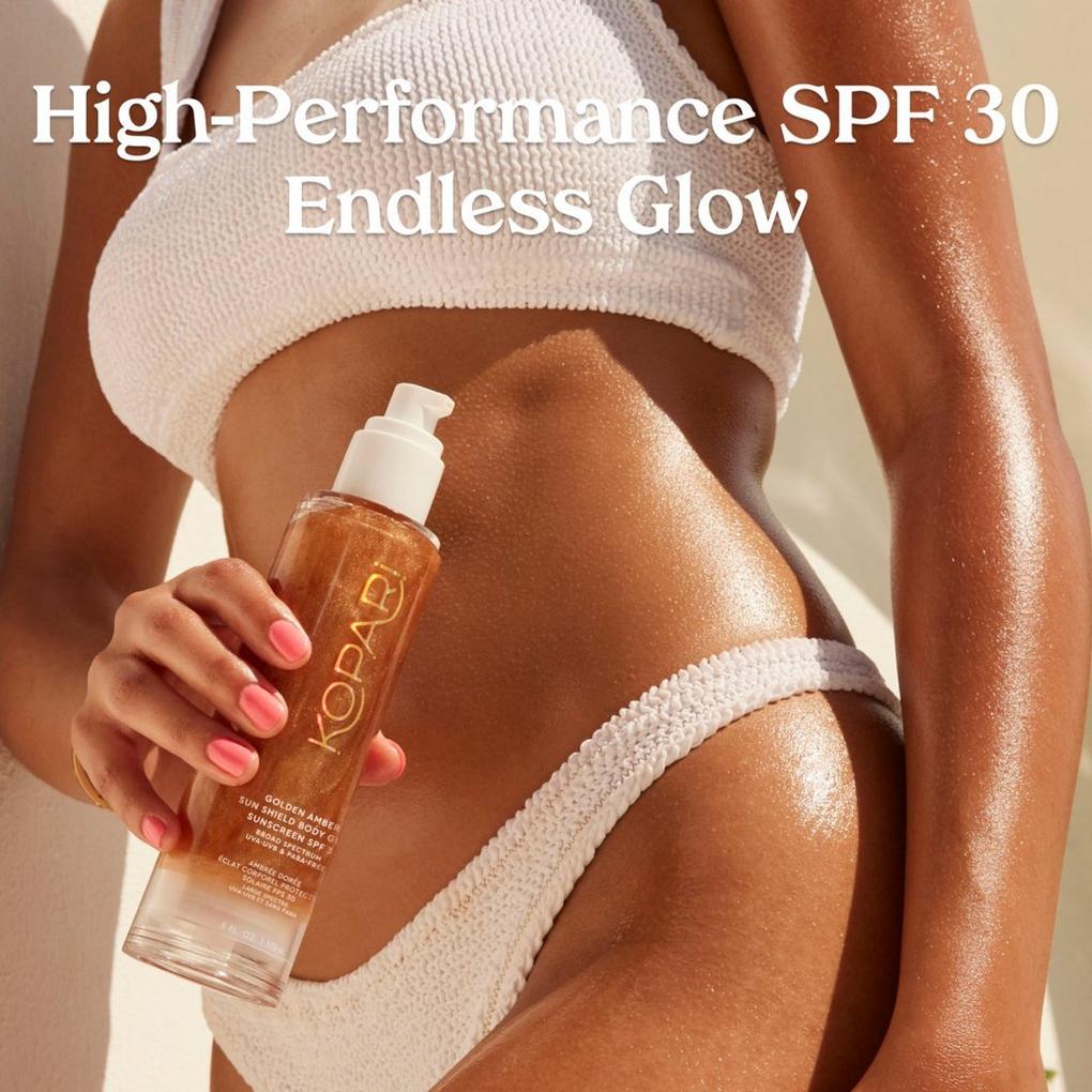 Golden Amber Sun Shield Body Glow Sunscreen SPF 30 - Kopari Beauty