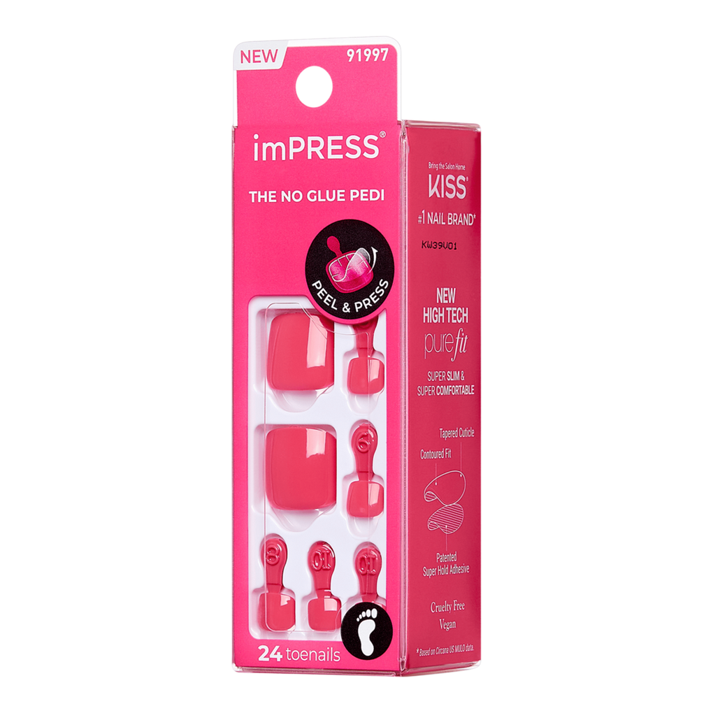 KISS imPRESS Press-On Pedicure Fake Toenails Kit Style Impressive