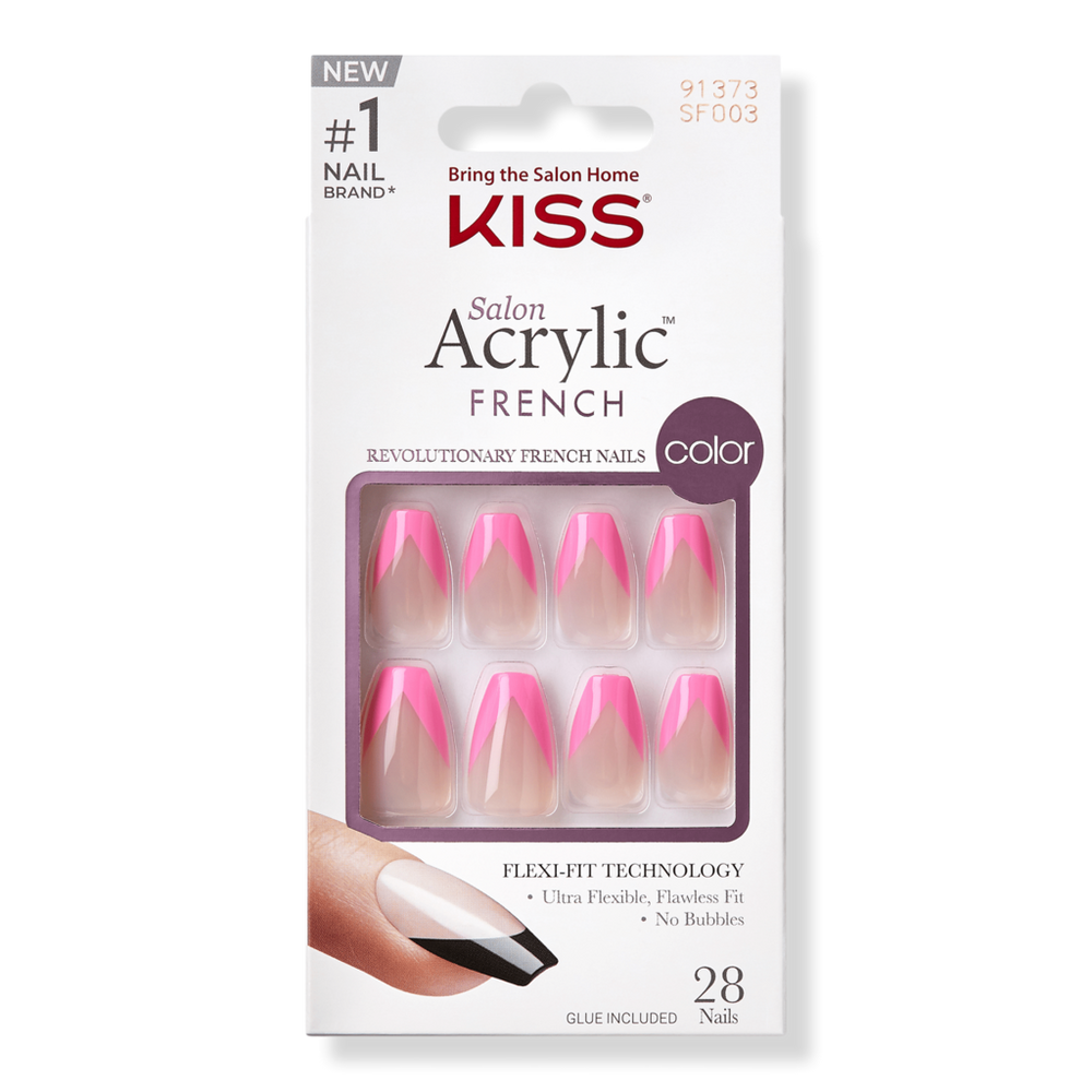 Kiss Salon Acrylic French Color Press On Nails - Squared
