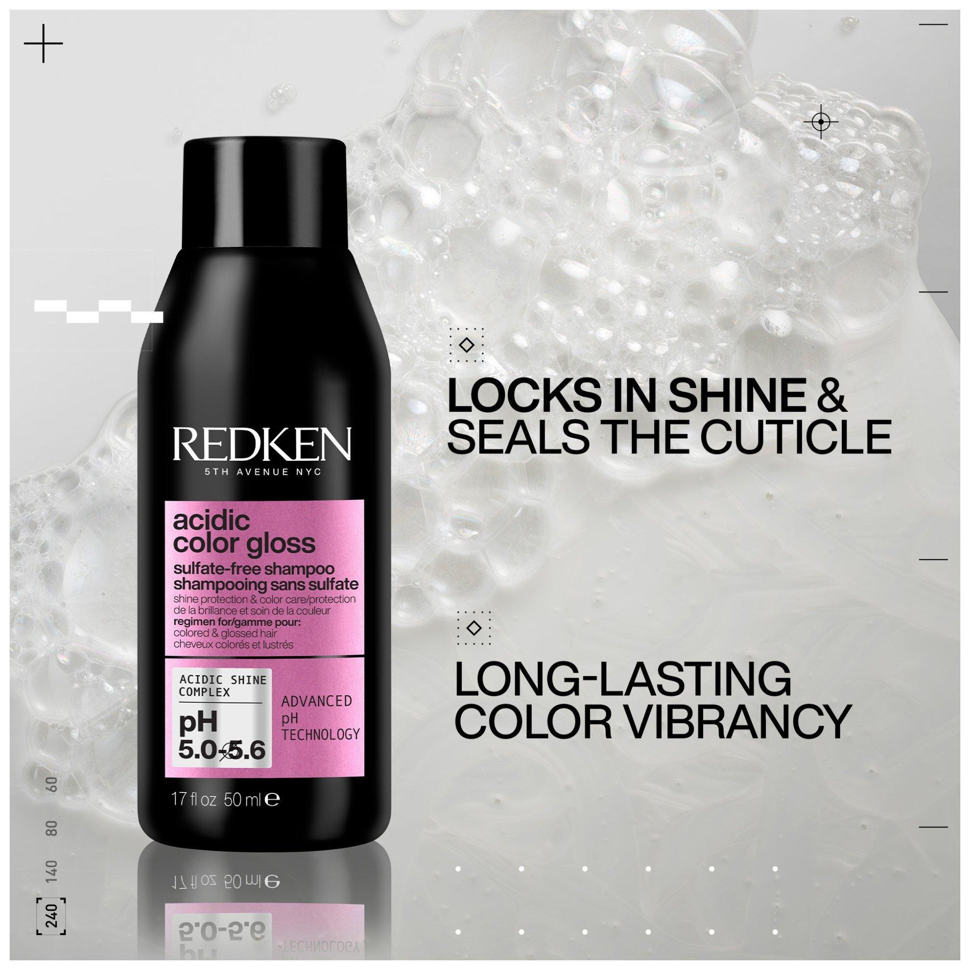 Шампунь без сульфатов для блеска цвета Redken Acidic Color Gloss, дорожный размер — фото 2