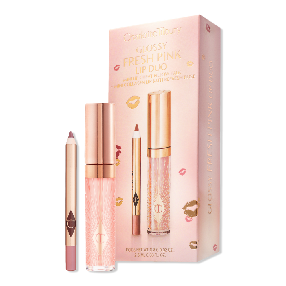 Charlotte Tilbury Mini Glossy Pink Lip Gloss + Liner Set