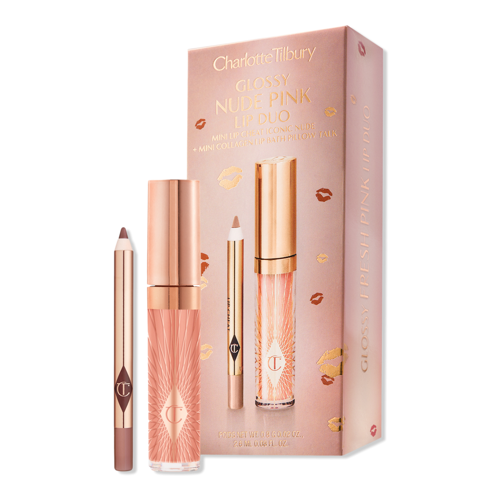 Charlotte Tilbury Mini Glossy Pink Lip Gloss + Lip Liner Set - Nude Pink