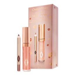 Charlotte Tilbury Mini Glossy Pink Lip Gloss + Lip Liner Set - Nude Pink