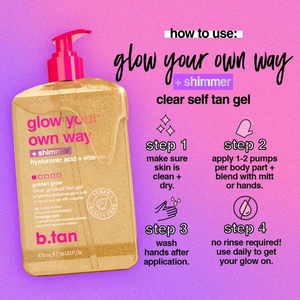 b.tan Glow Your Own Way + Shimmer Shimmering Clear Self Tan Gel #6