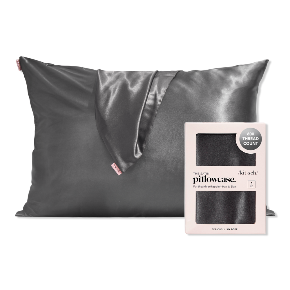 Kitsch Satin Pillowcase - Charcoal In Gray