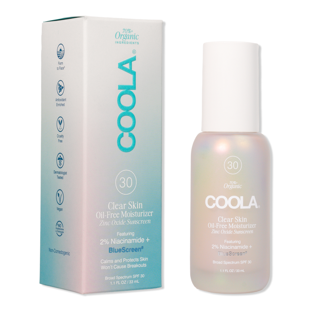 COOLA Clear Skin Oil-Free Moisturizer Zinc Oxide Sunscreen SPF 30