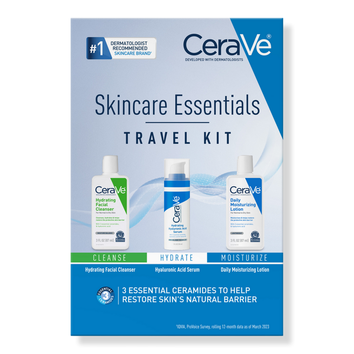 Skincare Essentials Travel Size Kit for Balanced to Dry Skin - CeraVe ...