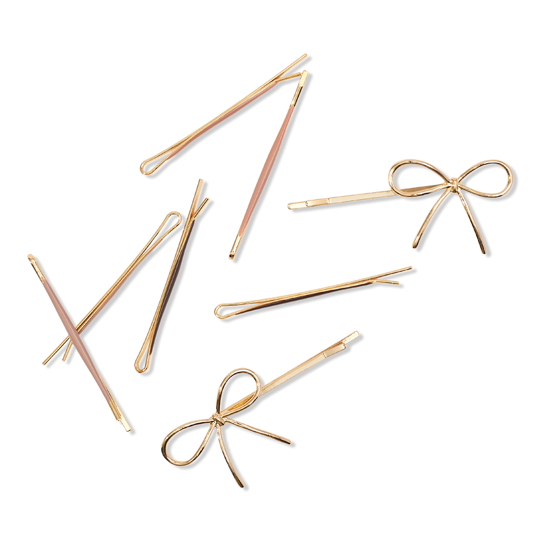 Kitsch Metal Enamel Puffy & Bow Bobby Pins #1