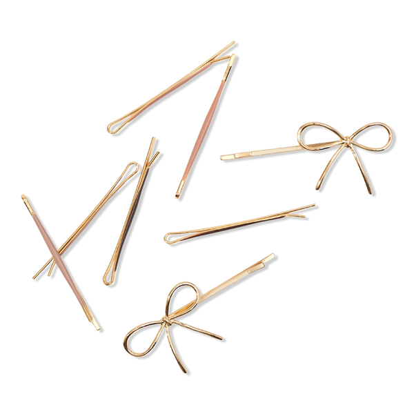 Kitsch Metal Enamel Puffy & Bow Bobby Pins #1