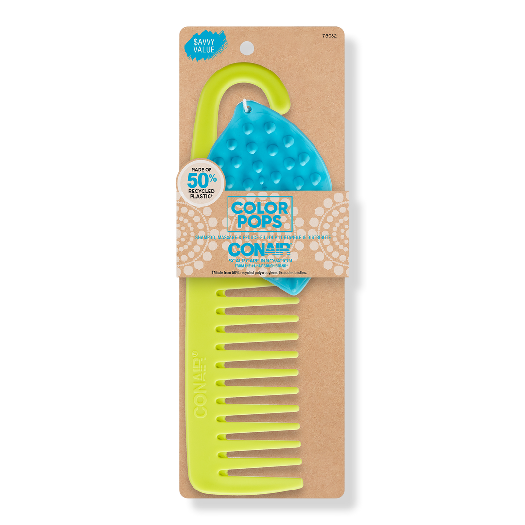 Conair Color Pops Shampoo Scalp Massage & Shower Comb Value Pack #1