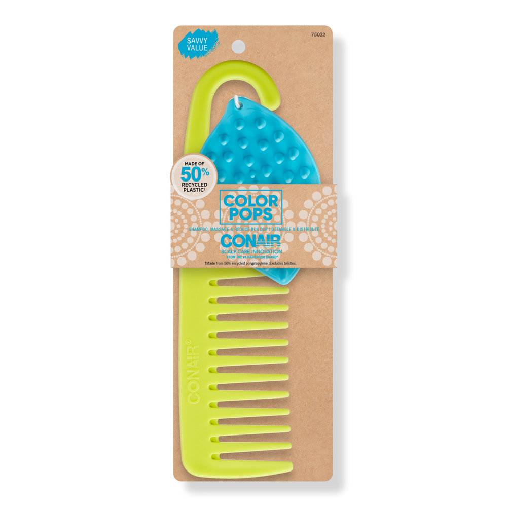 Conair Color Pops Shampoo Scalp Massage & Shower Comb Value Pack