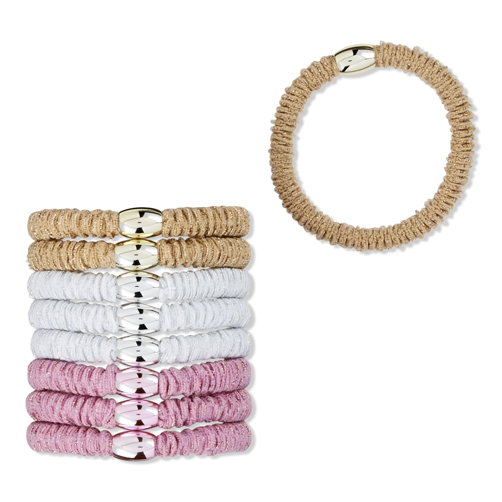 Scunci Shimmer & Style Metallic Elastics With Beads