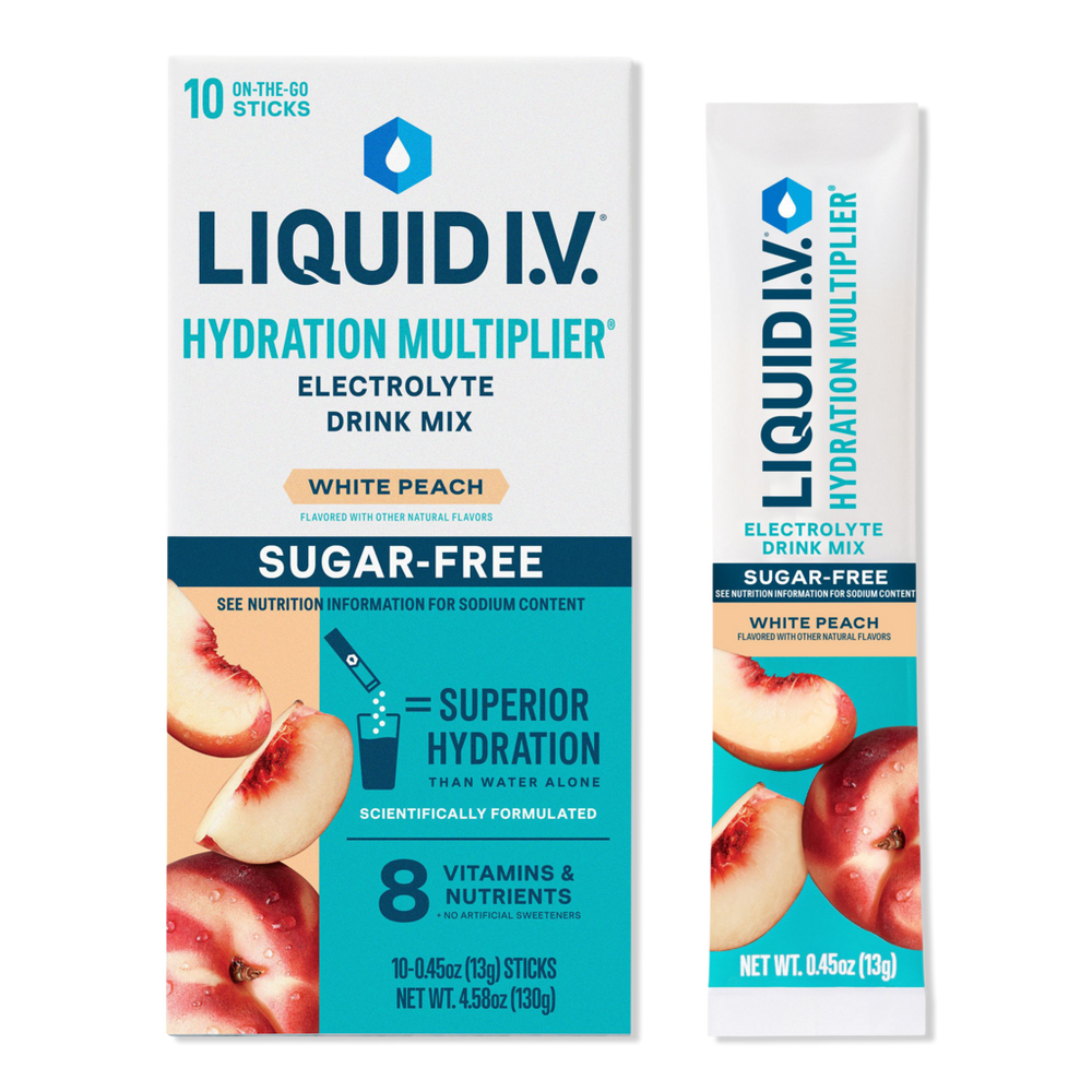 Liquid I.v. Hydration Multiplier Electrolyte Drink Mix Sugar Free White Peach - 10 Ct