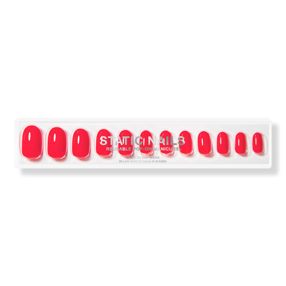 Static Nails Juicy Red Reusable Pop-On Manicures