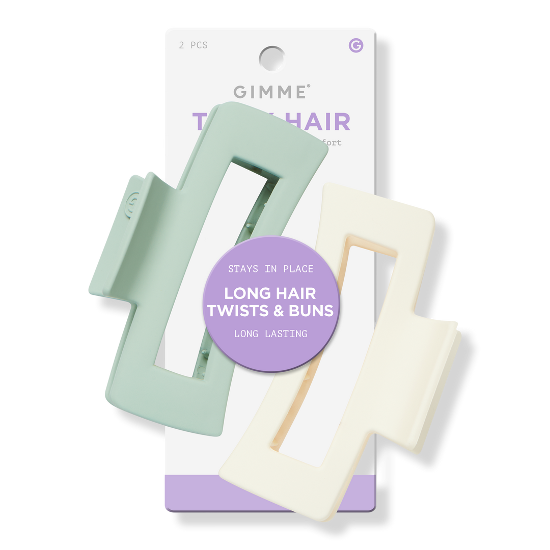 GIMME beauty Thick Hair Rectangle Green and Sand Claw Clips #1