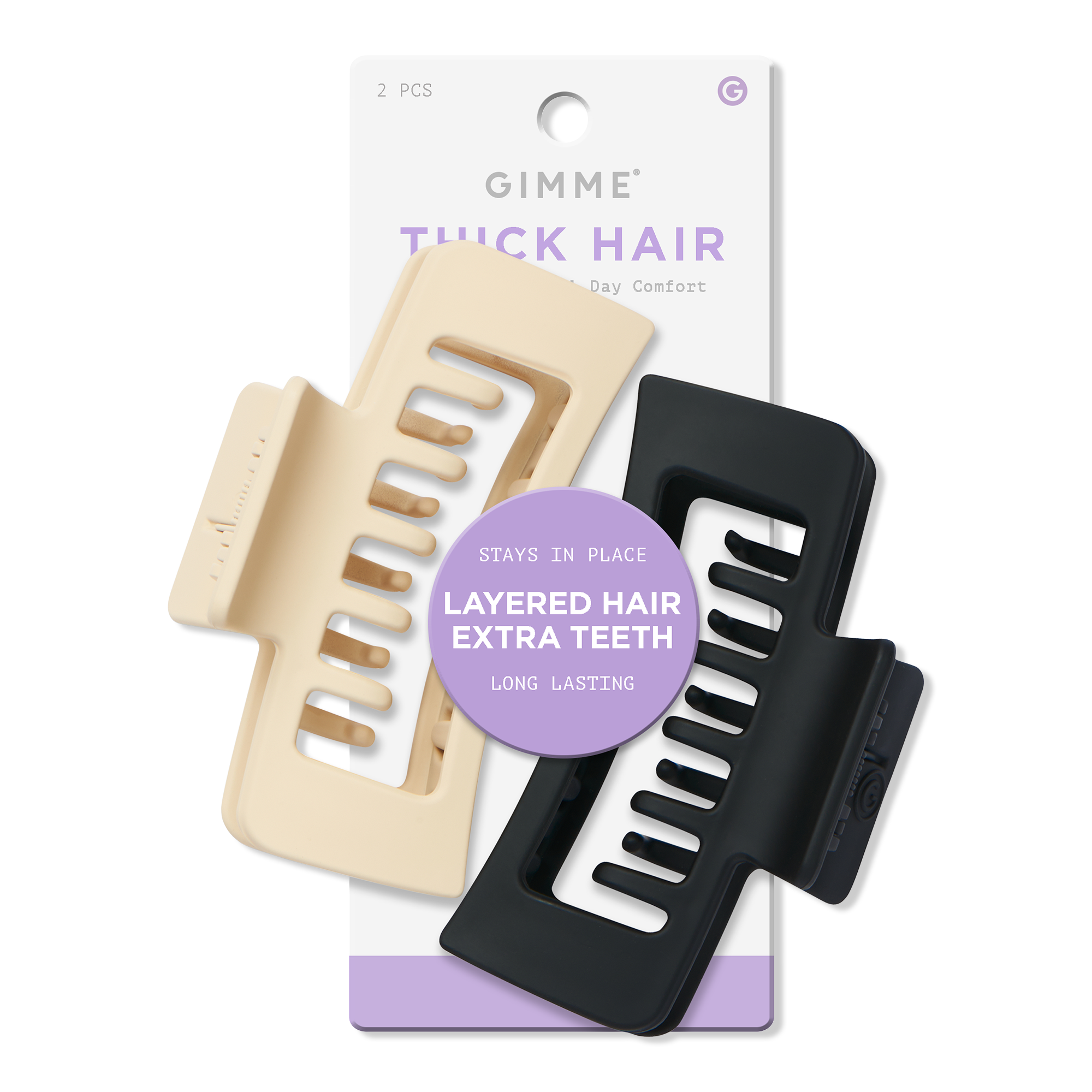 GIMME beauty Thick Hair Double Teeth Rectangle Claw Clip #1