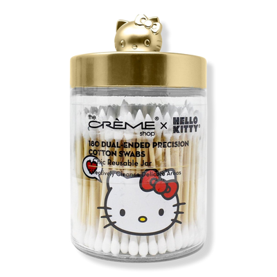 The Crème Shop Hello Kitty Chic Reusable Jar with Cotton Swabs - Matte Gold