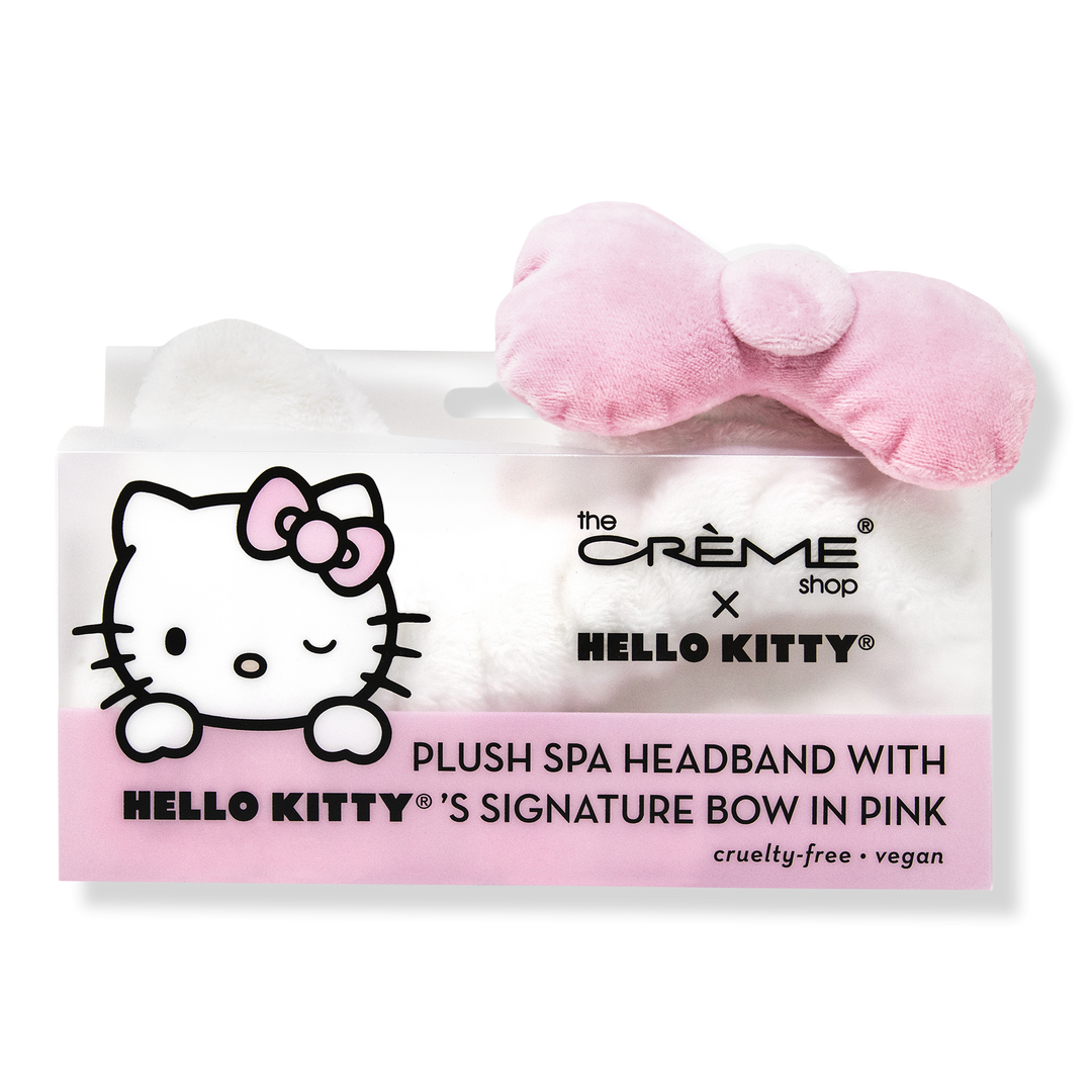 The Crème Shop Hello Kitty Plush Spa Headband with Signature Bow-Pink #1