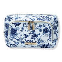 Blue Butterfly Floral Double-Zip Toiletry Bag