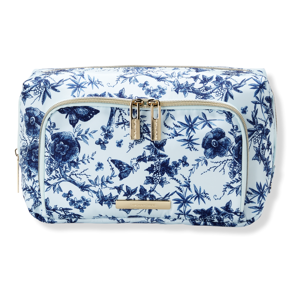 Tartan + Twine Blue Butterfly Floral Double-Zip Toiletry Bag #1