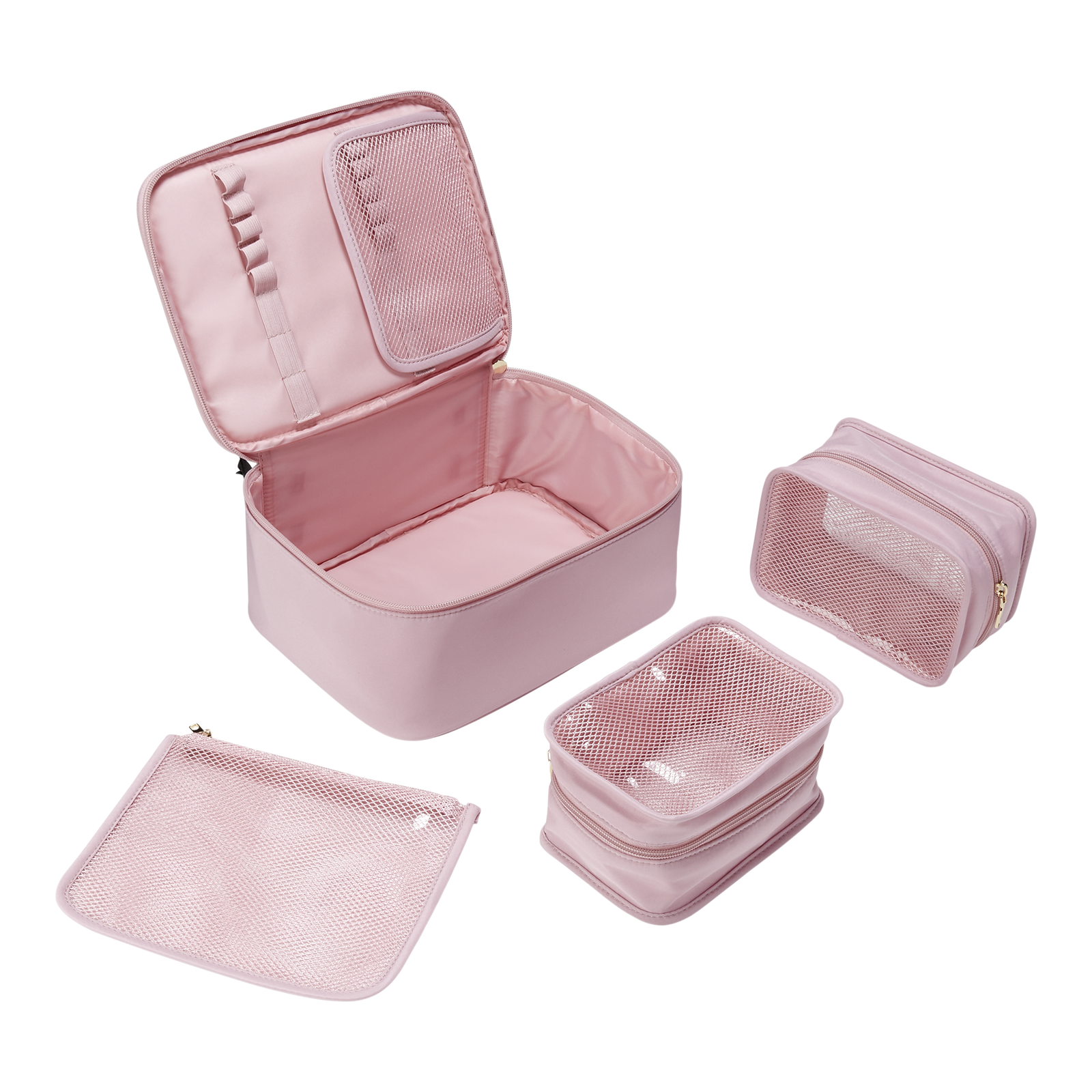 Pink 4 Piece Makeup Organizer