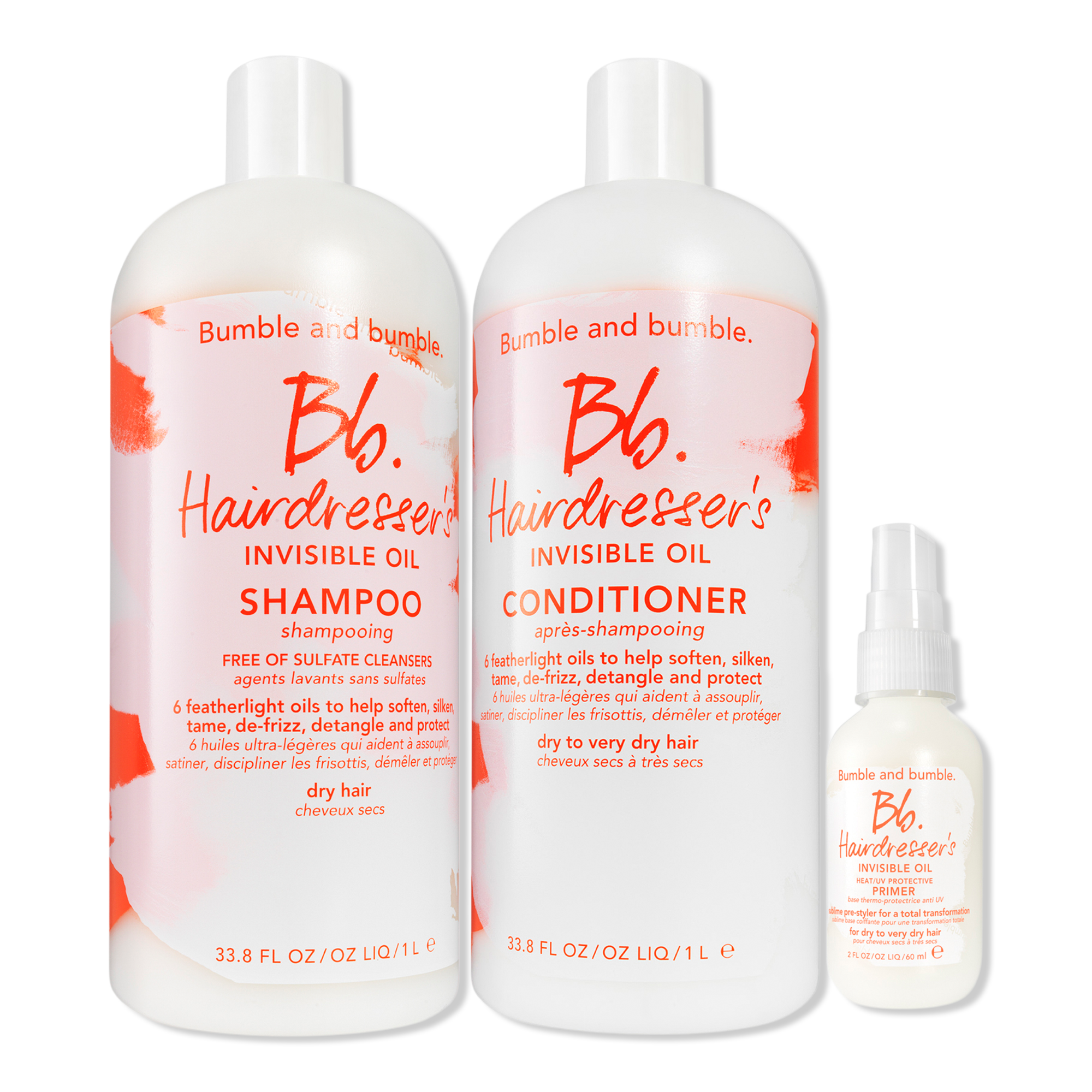 Bumble and bumble Hairdresser's Invisible Oil Shampoo + Conditioner Jumbo with Travel Size Primer #1