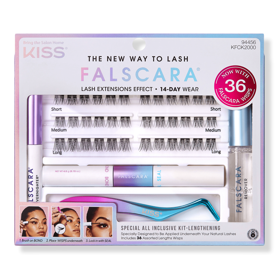 Kiss Falscara Special Edition Starter Kit, Lash Clusters, Lengthening Wisps #1