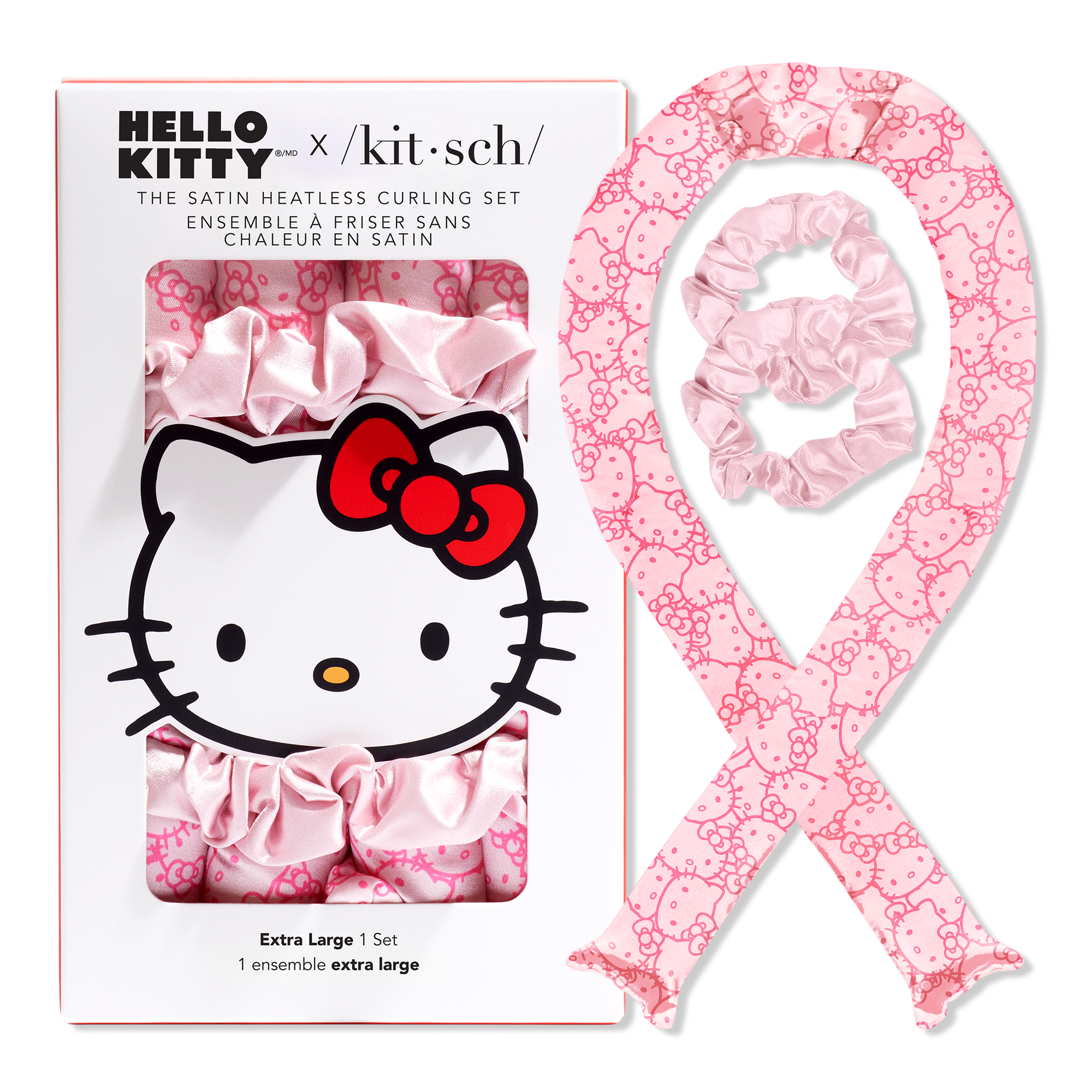 Kitsch Hello Kitty x Kitsch XL Heatless Curling Set INTERNATIONAL SHIPPING