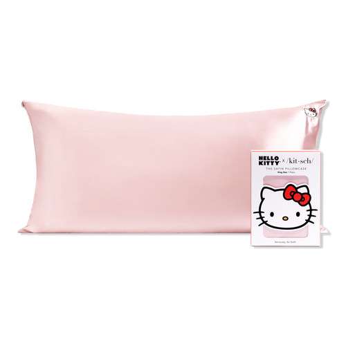 Kitsch Solid Pink Kitty Face Hello Kitty x Kitsch King Pillowcase