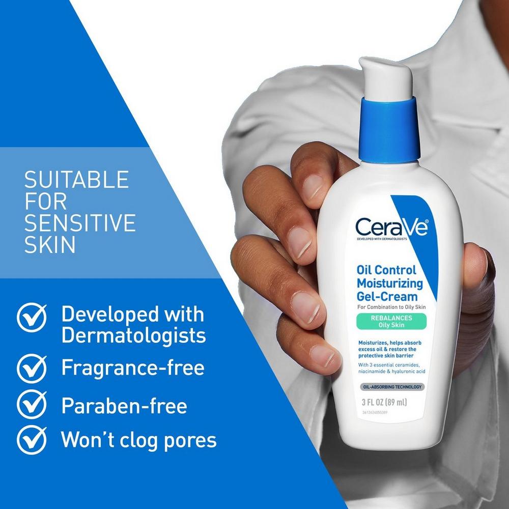 Oil Control Moisturizing Gel-Cream Face Moisturizer with Silica To Rebalance Oily Skin
