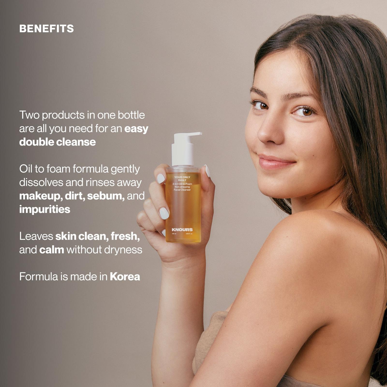 2-in-1 Oil-to-Foam Non-Stripping Facial Cleanser