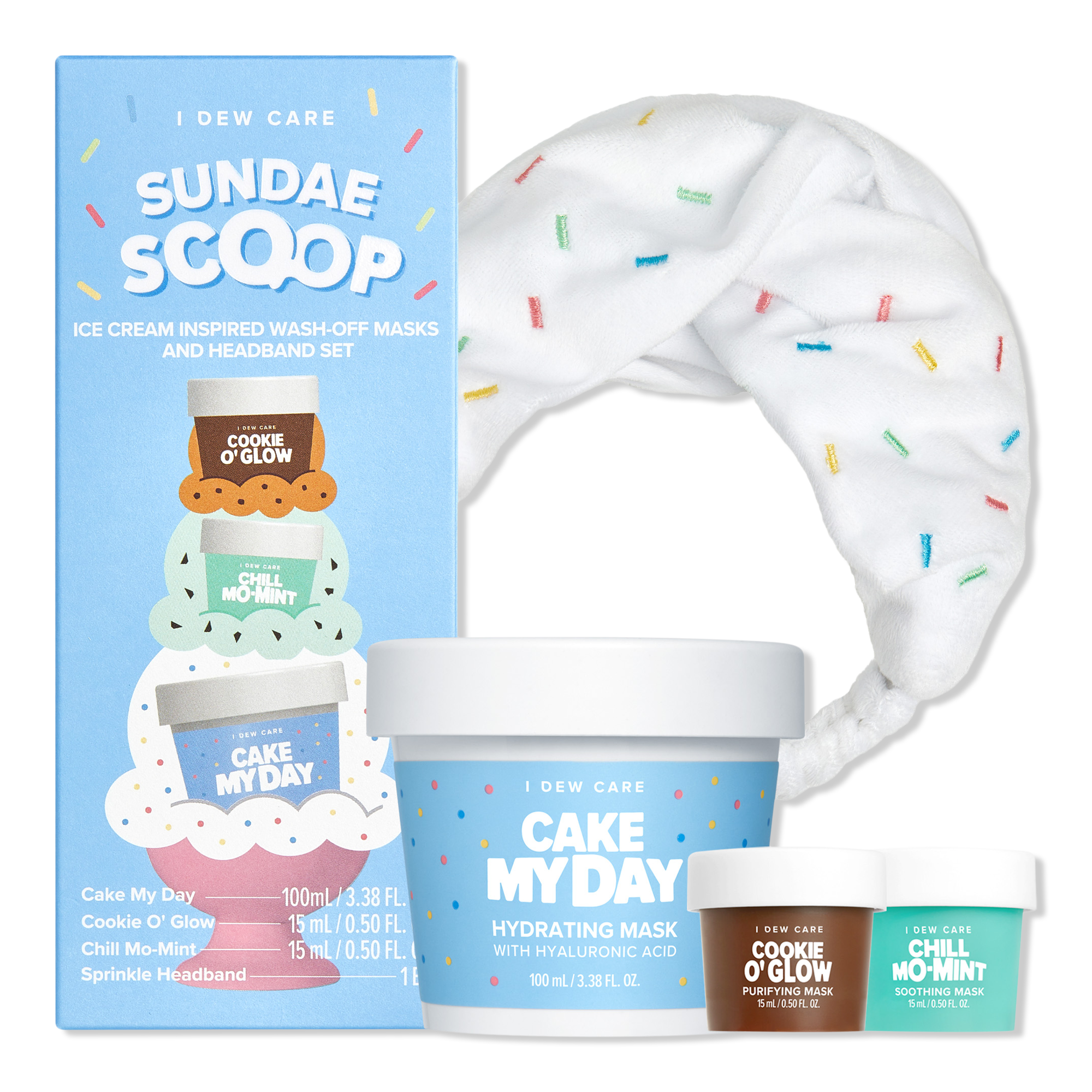 I Dew Care Sundae Scoop Ice Cream-Inspired Wash-Off Masks & Headband Set #1