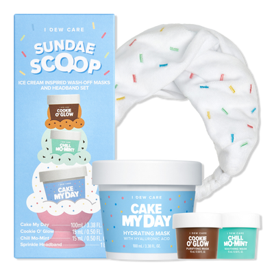 I Dew Care Sundae Scoop Ice Cream-Inspired Wash-Off Masks & Headband Set