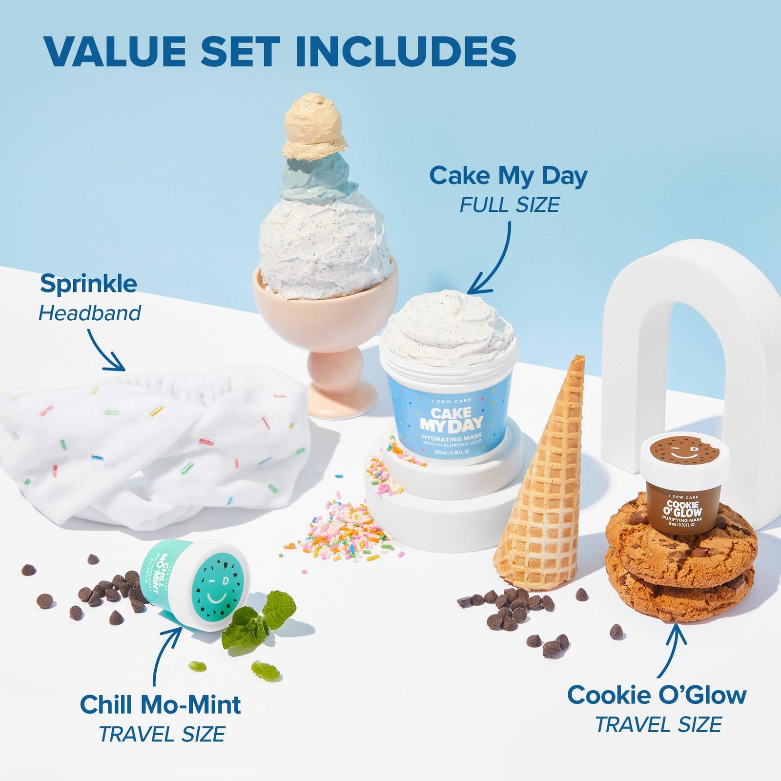 Sundae Scoop Ice Cream-Inspired Wash-Off Masks & Headband Set