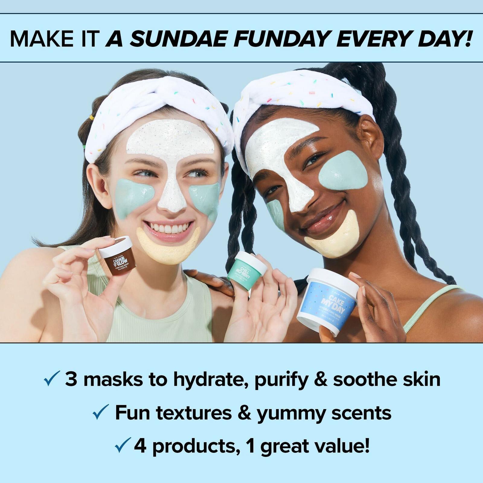 Sundae Scoop Ice Cream-Inspired Wash-Off Masks & Headband Set