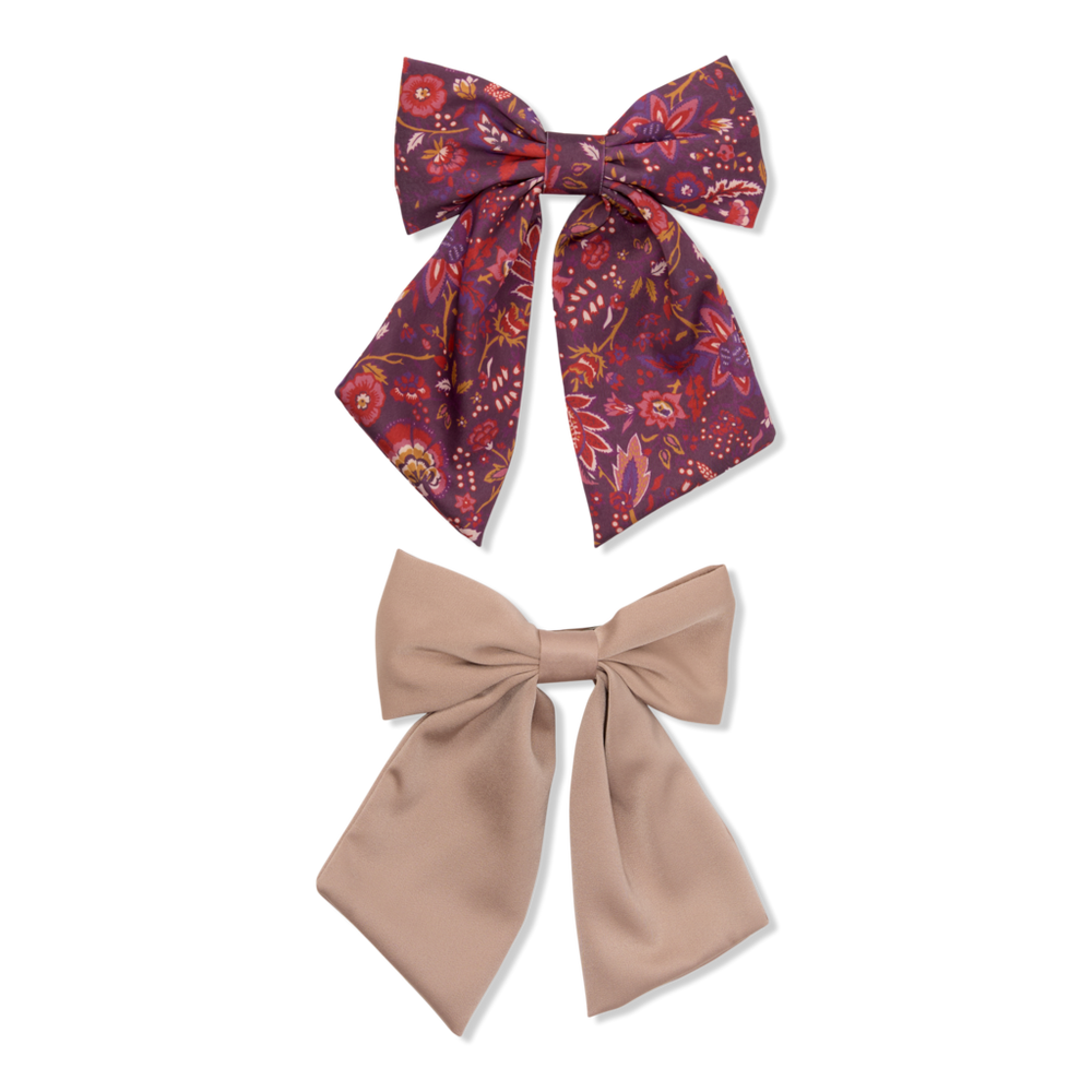 Wet Brush Reclaimed Boho Satin Bow Clips