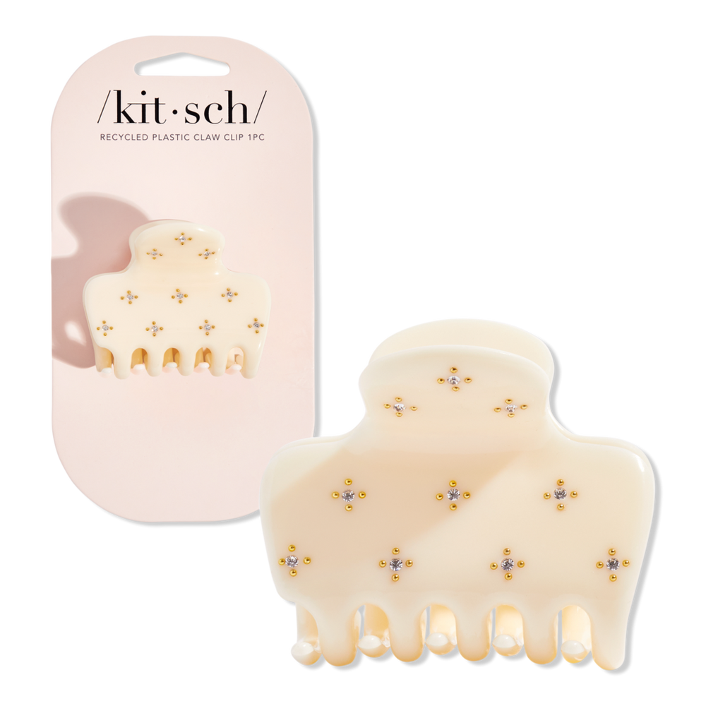 Kitsch Recycled Plastic Rhinestone Medium Puffy Claw Clip - Ivory In White
