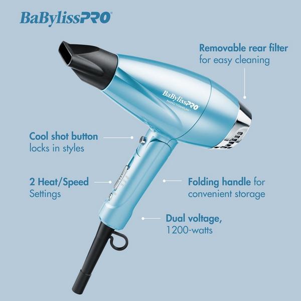 BaBylissPRO Nano Titanium Compact Folding Ionic Dryer #4