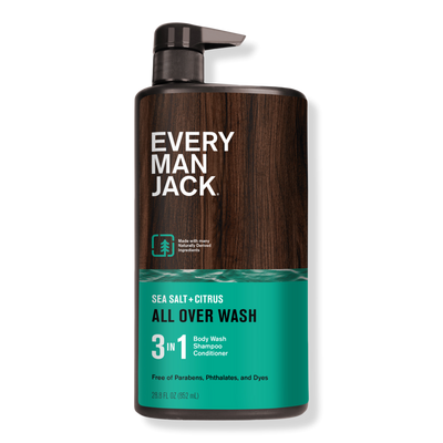 Every Man Jack Sea Salt + Citrus Hydrating Men's 3-in-1 Body Wash, Shampoo and Conditioner