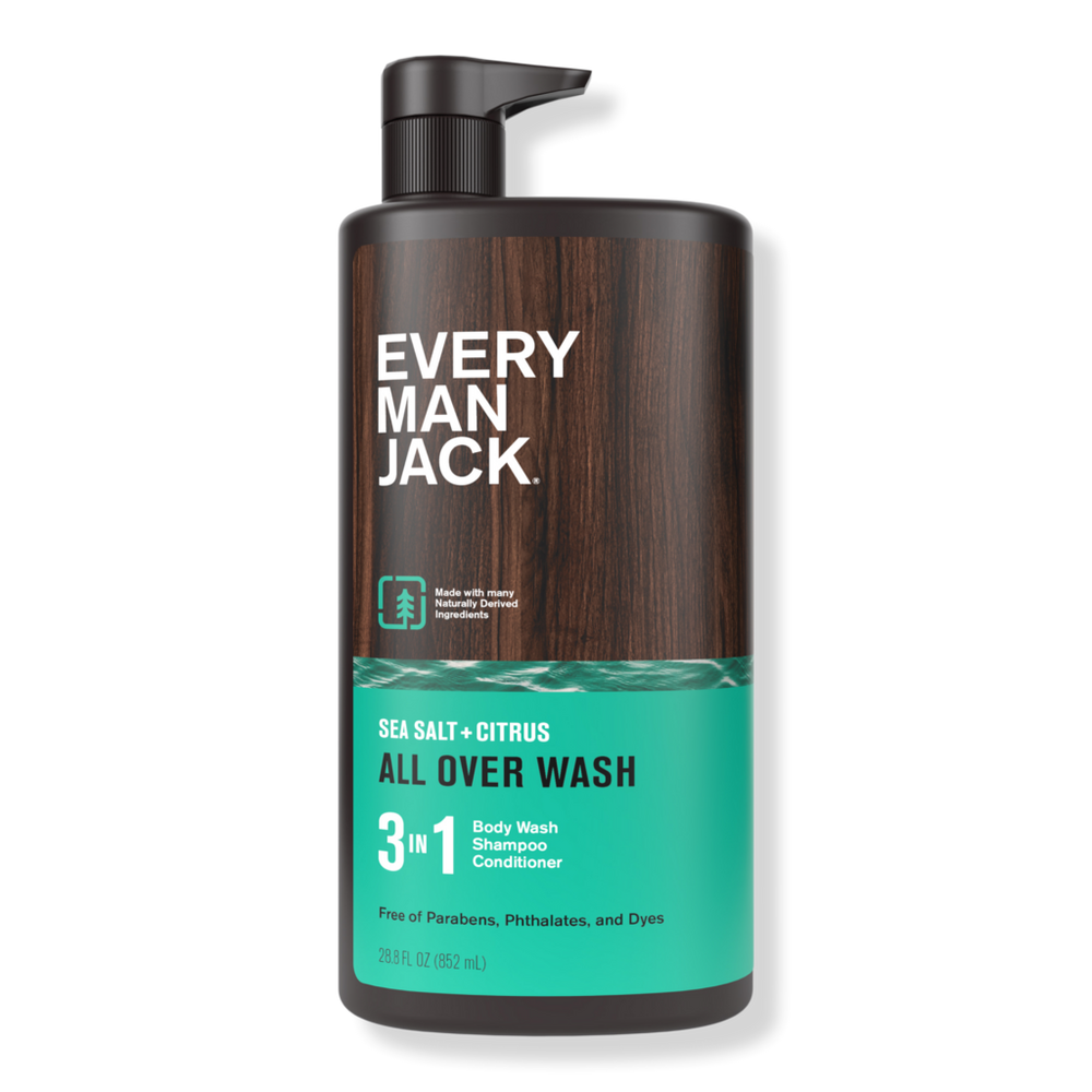 Every Man Jack Sea Salt + Citrus Hydrating Men's 3-in-1 Body Wash, Shampoo And Conditioner