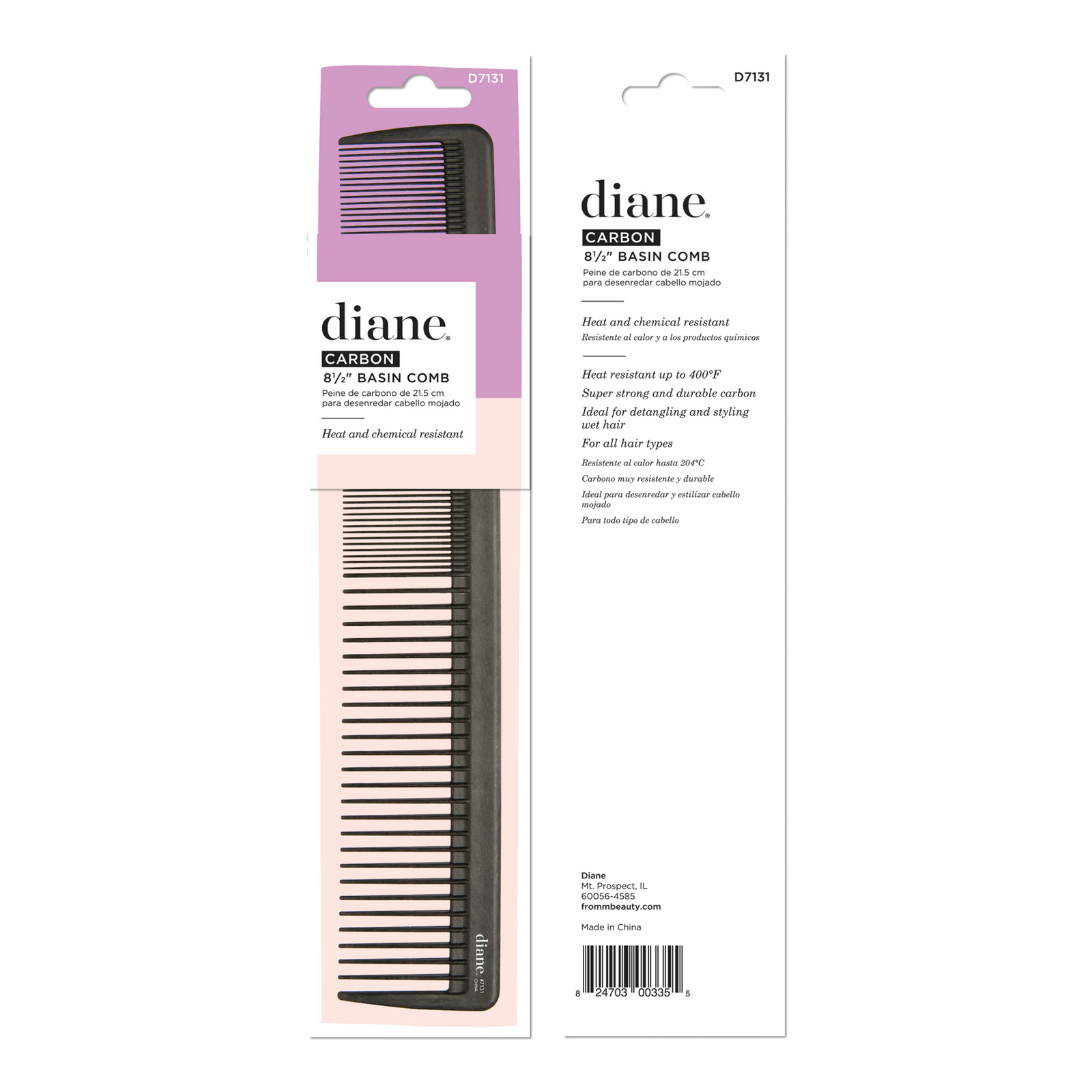 Carbon Detangle and Style Basin Comb