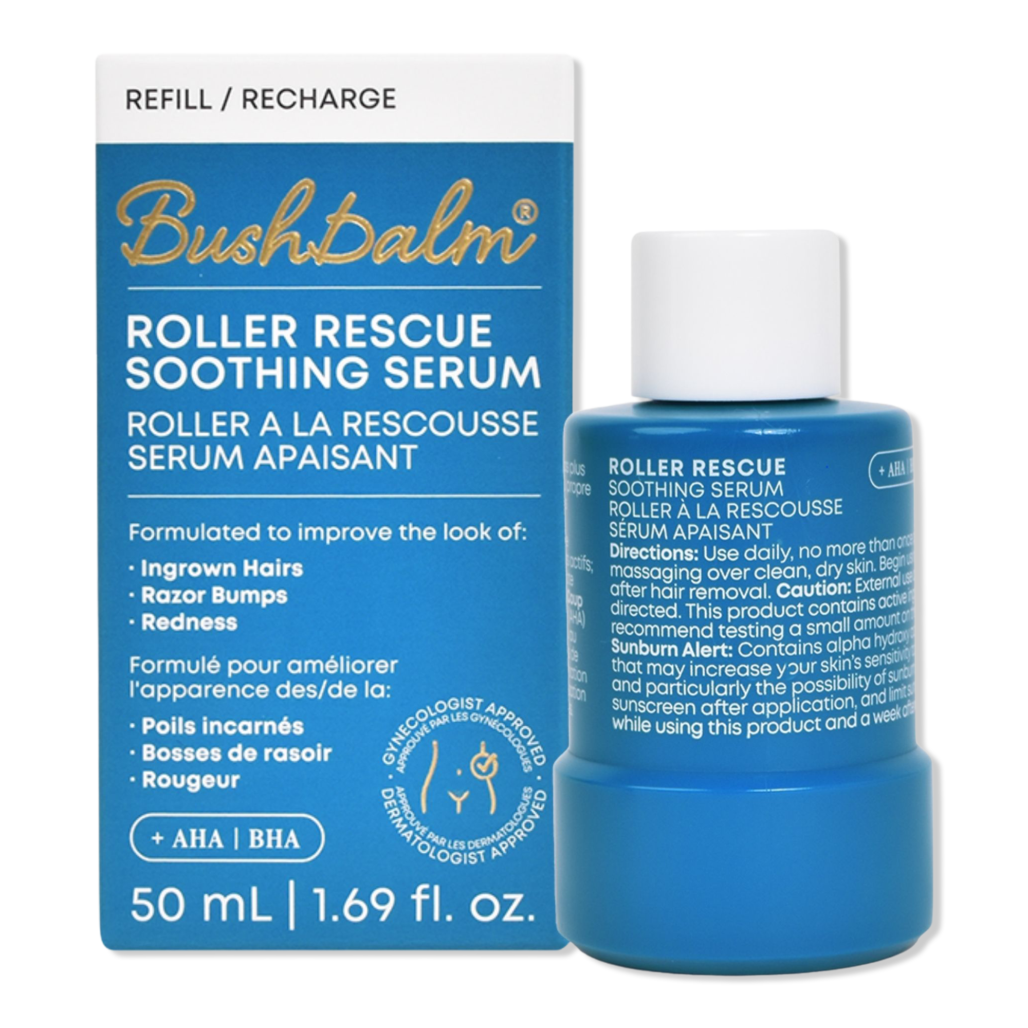 Bushbalm Roller Rescue Soothing Serum with AHA/BHA for Ingrown Hairs & Bumps #1