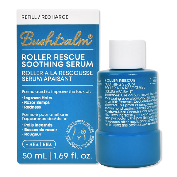 Bushbalm Roller Rescue Soothing Serum with AHA/BHA for Ingrown Hairs & Bumps #1