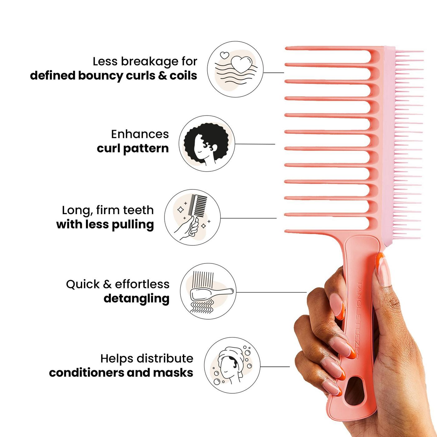 The Wide Tooth Dual Sided Comb - Peach