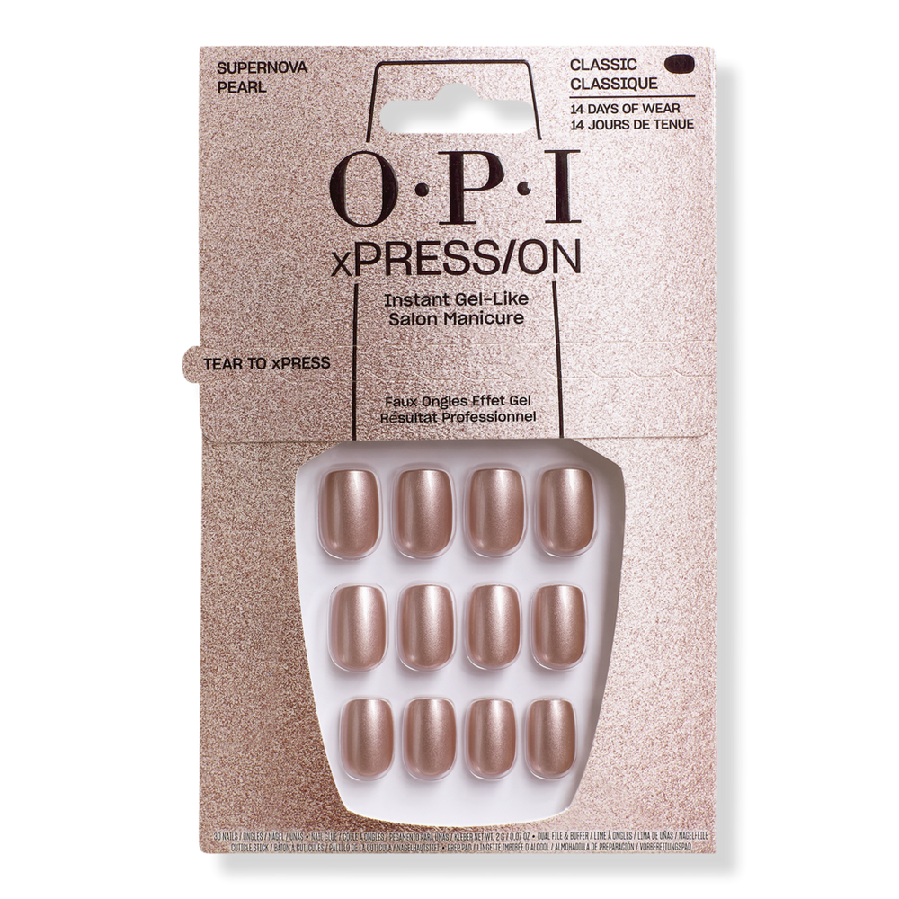 Opi Xpress/on Short Solid Color Press On Nails - Supernova ​pearl