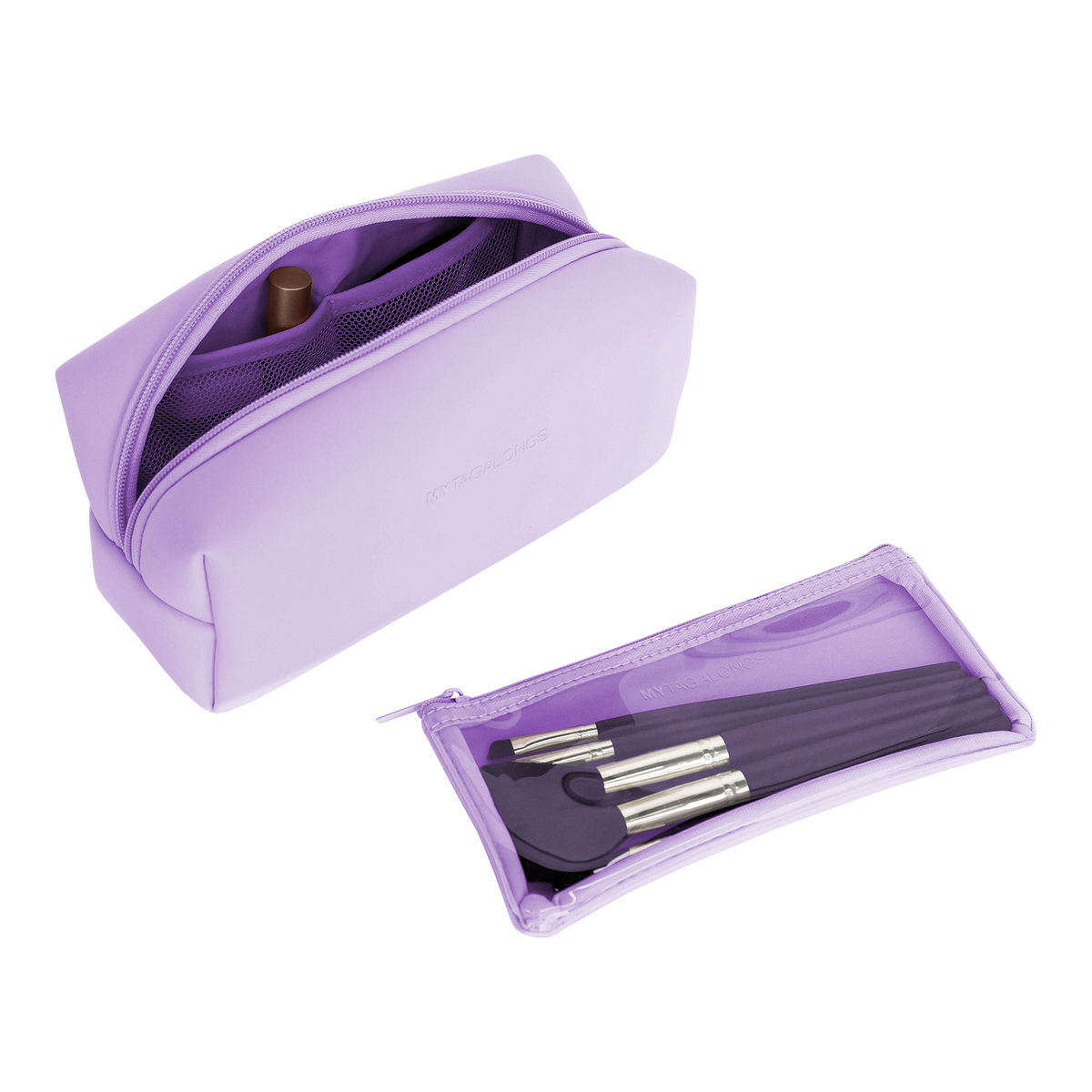 Cosmetic Case with Brush Pouch - Purple