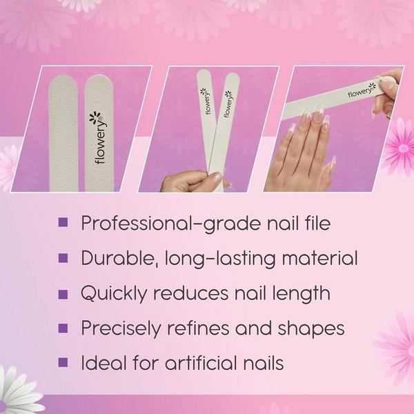 Flowery Diamond White Pro Artificial Nail File #8