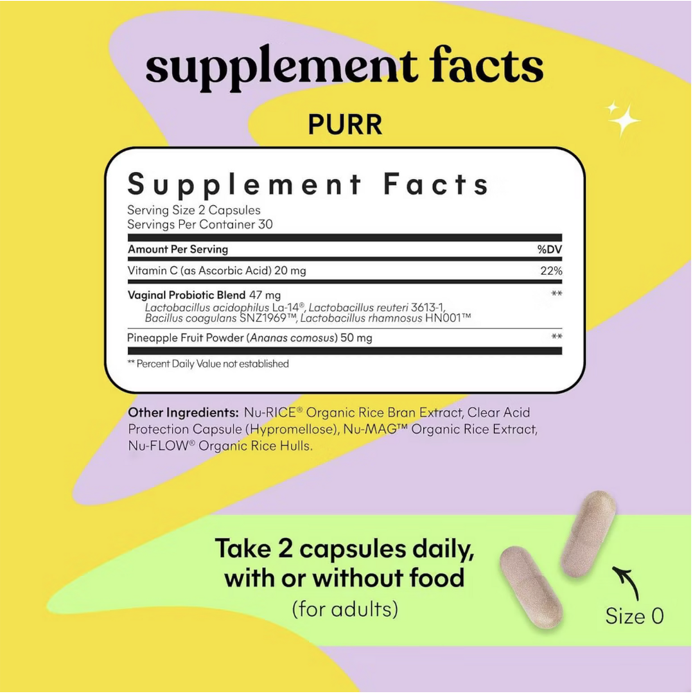 Purr: Vaginal Odor & pH Balance Probiotic Capsules