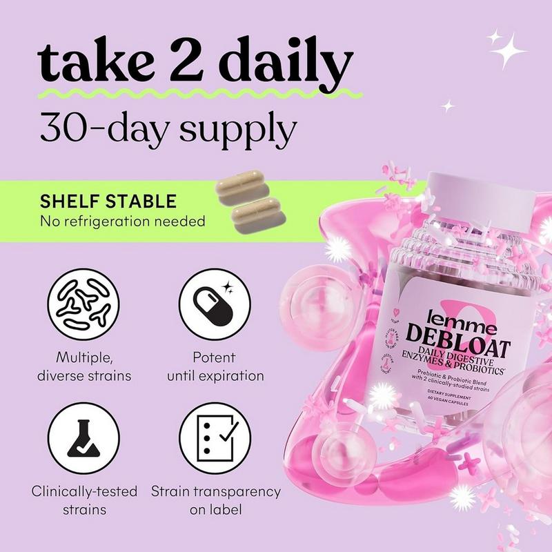 Lemme - Debloat: Digestive Probiotic & Multi-Enzyme Capsules