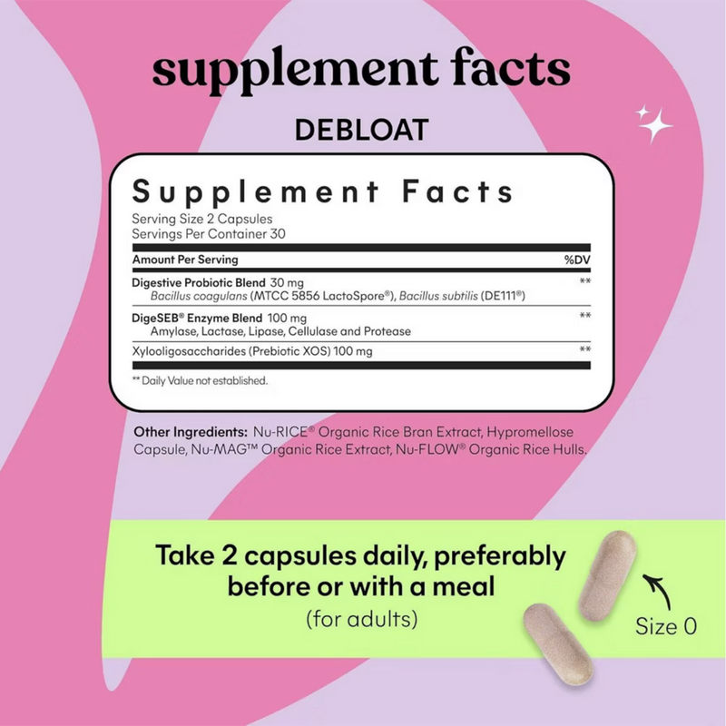 Lemme - Debloat: Digestive Probiotic & Multi-Enzyme Capsules